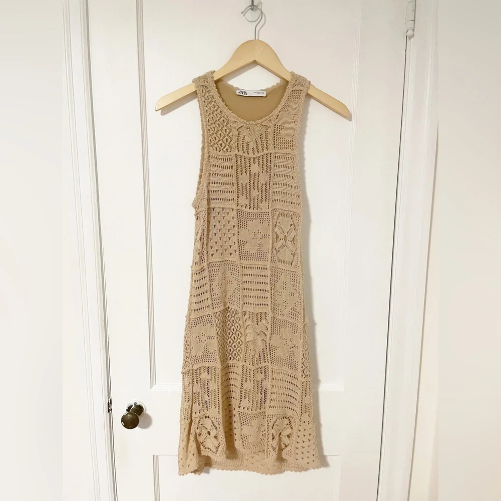 Zara OPENWORK KNIT DRESS - taupe brown - Picture 3 of 5